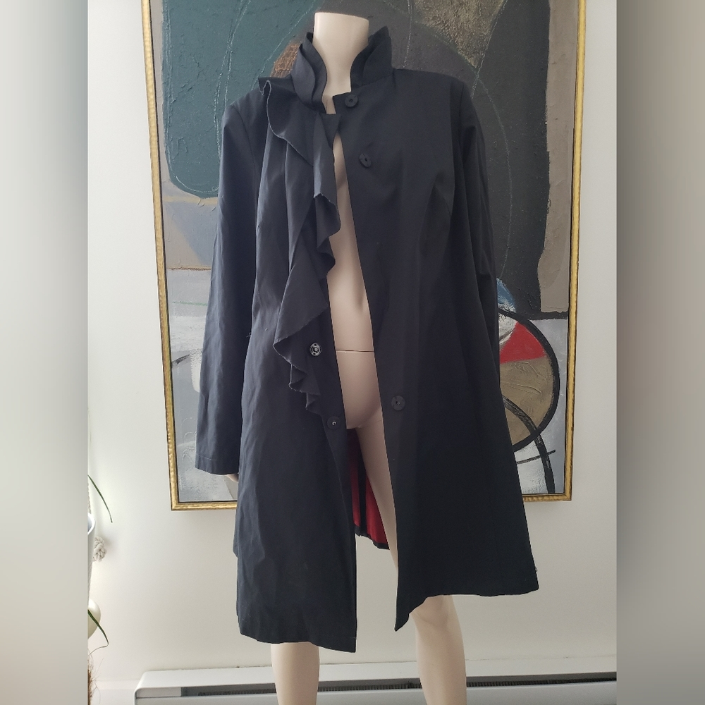 DKNY | Spring/Fall Coat with Ruffle Detail - Picture 3 of 11